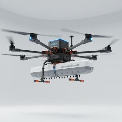 Υψηλής ακρίβειας 12000 W Διάρκεια πτήσης Εκπαιδευτικό εκπαιδευτικό μη επανδρωμένο αεροσκάφος με σχήμα ψεκασμού τομέα για τη γεωργία